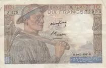 France 10 Francs - Mineur - 10-03-1942 - S&eacute;rie Z.179