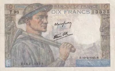 France 10 Francs - Mineur - 19-04-1945 - S�rie T.98 - F.08.13