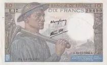 France 10 Francs - Mineur - 19-11-1942 - S&eacute;rie E.17 - F.08.05