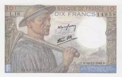 France 10 Francs - Mineur - 19-11-1942 - S�rie L.18