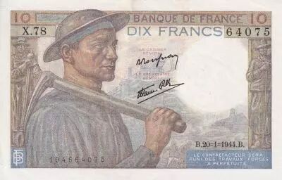 France 10 Francs - Mineur - 20-01-1944 - S�rie X.78