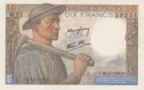 France 10 Francs - Mineur - 26-11-1942 - S&eacute;rie W.22 - F.08.06