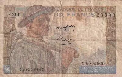 France 10 Francs - Mineur - 30-06-1949 - S�rie S.206 - F.08.22a