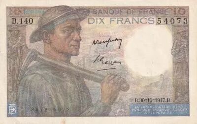 France 10 Francs - Mineur - 30-10-1947 - S�rie B.140 - F.08.18