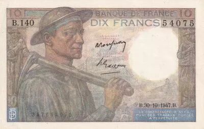 France 10 Francs - Mineur - 30-10-1947 - S�rie B.140 - F.08.18