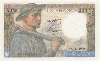 France 10 Francs - Minor - 04-12-1947 - Serial B.156
