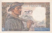 France 10 Francs - Minor - 04-12-1947 - Serial U.156 - P.99