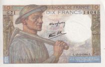 France 10 Francs - Minor - 13-01-1944 - Serial G.71 - P.99