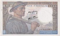 France 10 Francs - Minor - 19-11-1942 - Serial E.17 - P.99