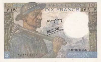 France 10 Francs - Minor - 19-12-1946 - Serial V.123 - P.99