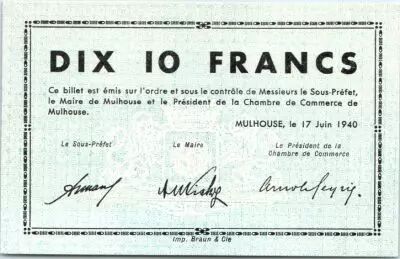 France 10 Francs , Mulhouse Chambre de Commerce, S�rie C