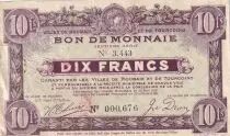 France 10 Francs - Ville -  Roubaix-Tourcoing  - 20-04-1916 - 7ème série