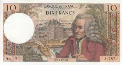 France 10 Francs - Voltaire - 02-03-1972 - Serial A.767