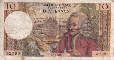 France 10 Francs - Voltaire - 02-09-1971 - S�rie J.699 - F.62.51