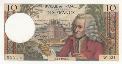 France 10 Francs - Voltaire - 03-02-1966 - Serial W.221