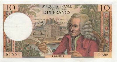 France 10 Francs - Voltaire - 03-06-1971 - S�rie T.682