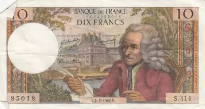 France 10 Francs - Voltaire - 04-07-1968 - Serial S.414