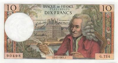 France 10 Francs - Voltaire - 05-11-1971 - S�rie G.714