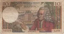 France 10 Francs - Voltaire - 07-10-1965 - Serial L.179