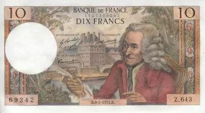France 10 Francs - Voltaire - 08-01-1971 - Serial Z.643