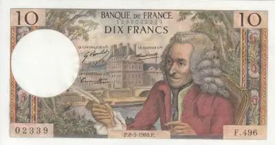 France 10 Francs - Voltaire - 08-05-1969 - Serial F.496
