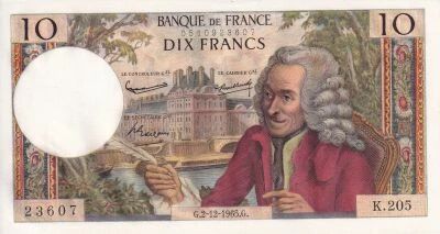 France 10 Francs - Voltaire 1965 - S�rie K.205