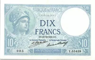 France 10 Francs  1930 - S�rie Y.55429 - Minerve