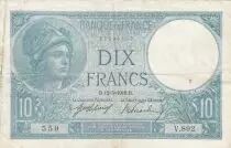 France 10 Francs  Minerva 12-05-1916 - Serial  V.892 - VF