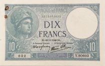 France 10 Francs  Minerva 28-11-1940 - Serial Y.80603 - VF