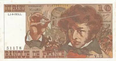 France 10 Francs Berlioz - 01-08-1974 - Serial V.75 - VF