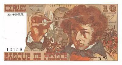 France 10 Francs Berlioz - 01-08-1974 Serial D.76 - XF