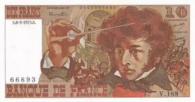 France 10 Francs Berlioz - 06-03-1975 Serial V.169 - AU