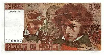 France 10 Francs Berlioz - 06.07.1978  - Serial X.306 - Last date - Fay.63.25
