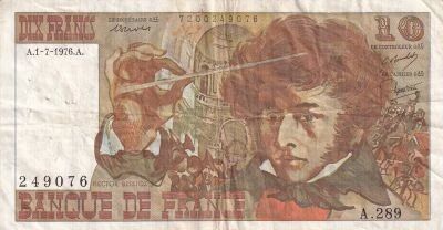 France 10 Francs Berlioz - 1977 - S�rie A.289