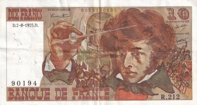France 10 Francs Berlioz - 1977 - S�rie R.212