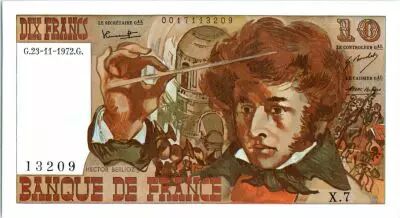 France 10 Francs Berlioz - 23-11-1972 Serial X.7