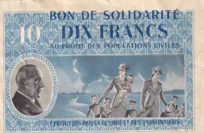 France 10 Francs Bon de Solidarit� - 1941-1942 serial 1.091.011 - WWII