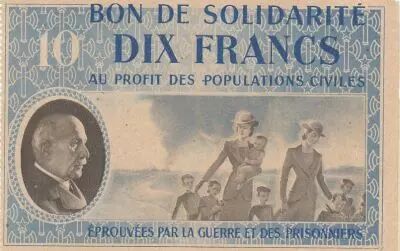 France 10 Francs Bon de Solidarit� - 1941-1942 serial 2.947.968 - WWII
