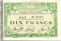 France 10 Francs Cambrai Commune - 1916