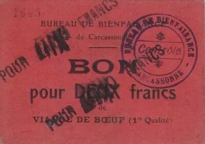France 10 Francs Carcassonne Bon pour 10 Frs de viande de Boeuf