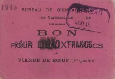 France 10 Francs Carcassonne Bon pour 10 Frs de viande