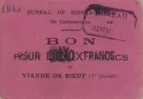 France 10 Francs Carcassonne Bon pour 10 Frs de viande