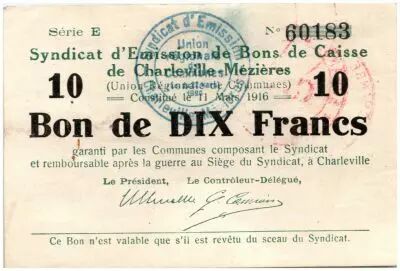France 10 Francs Charleville-M�zi�res Cities - Charleville-M�zi�res - 1916