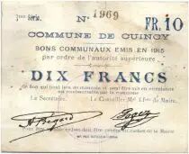 France 10 Francs Cuincy City - 1915