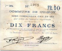 France 10 Francs Cuincy Commune - 1915