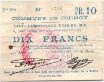 France 10 Francs Cuincy Commune - 1915
