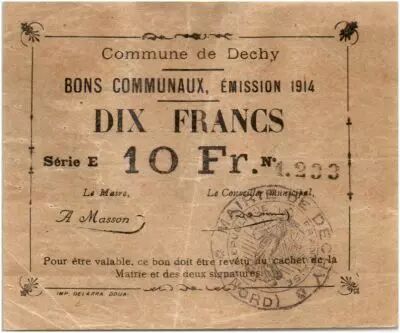 France 10 Francs Dechy City - 1914