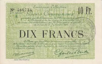 France 10 Francs Douai City - 1916