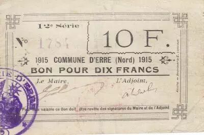 France 10 Francs Erre City - 1915