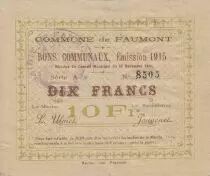 France 10 Francs Faumont City - 1915